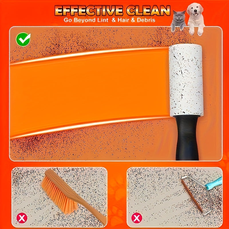 Pet Hair Remover Lint Roller Extra Sticky 60 Sheets Fragrance-Free For Furniture Clothes