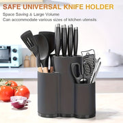 Durable Plastic Knife Block Kitchen Organizer Holds Knives Utensils
