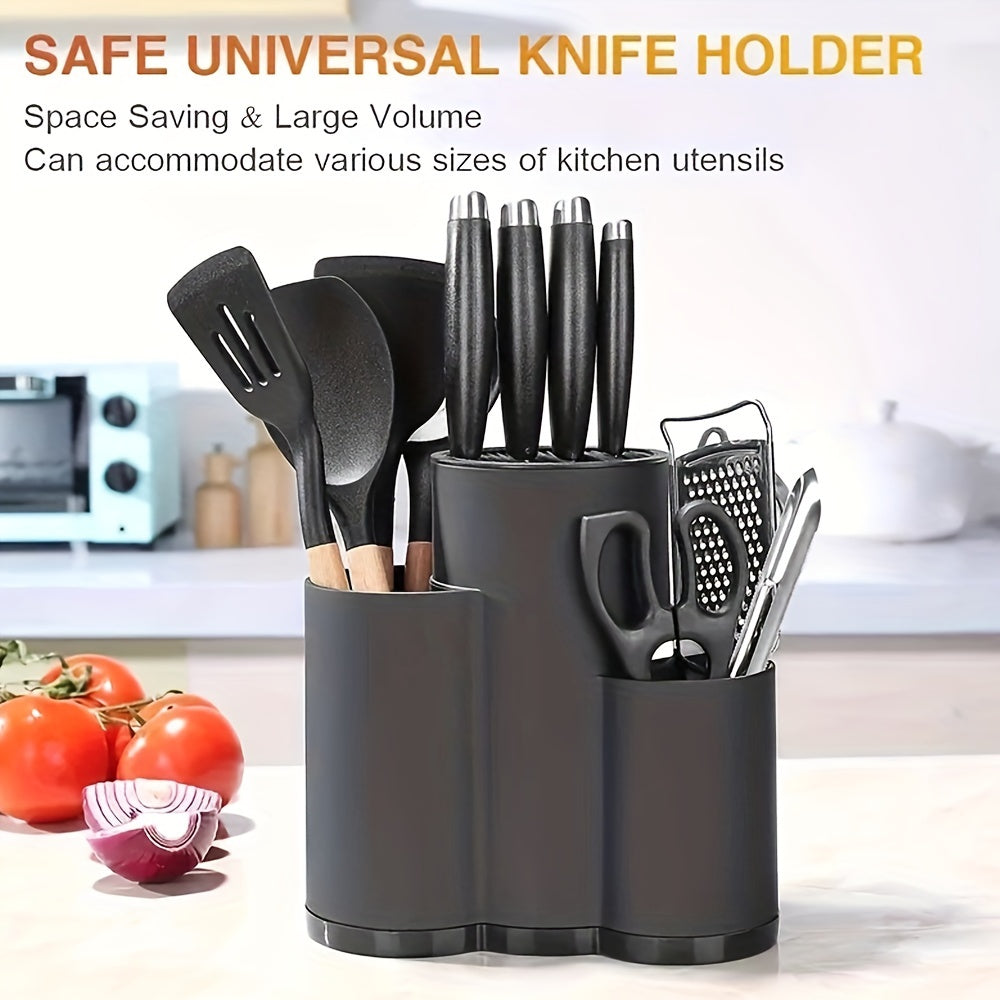 Durable Plastic Knife Block Kitchen Organizer Holds Knives Utensils