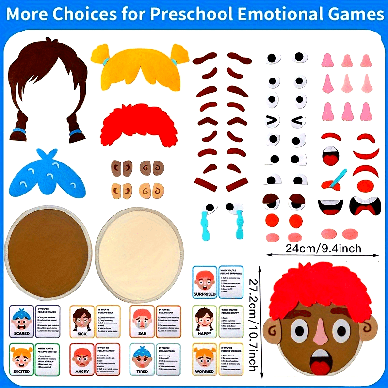 Children's Social and Emotional Learning Activities Kit with Facial Expression Games for Preschool Ages 3 and Up
