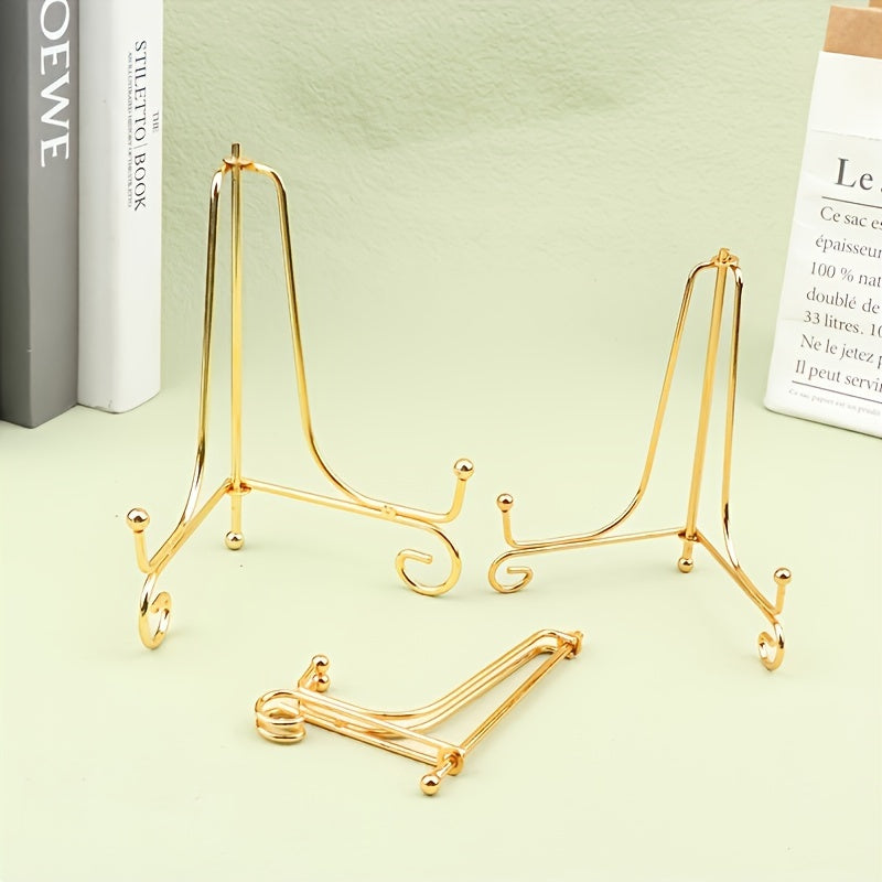 Gold Iron Display Stand for Decor Items, Easy to Assemble, Home and Office Shelving