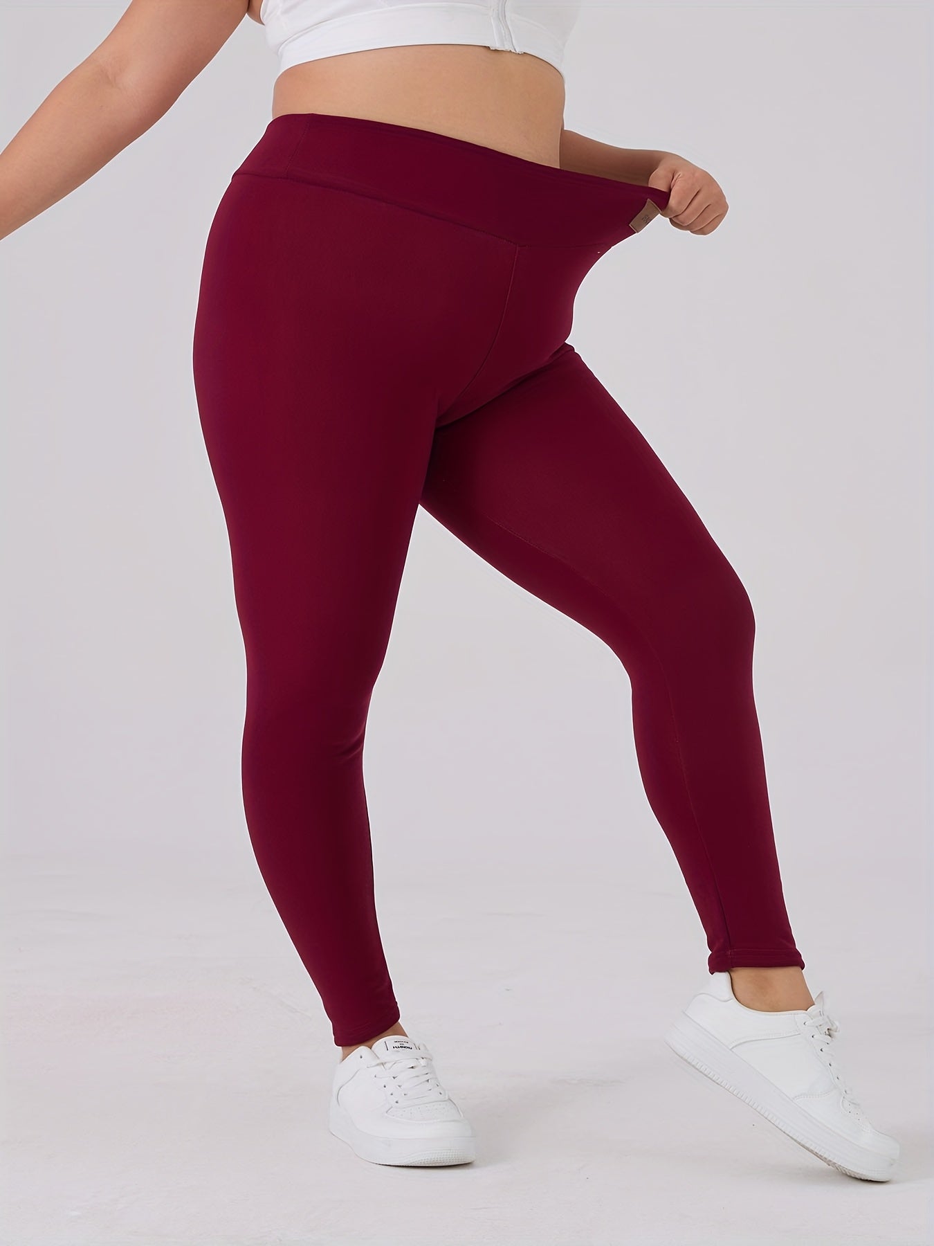 Plus Size Women's Thermal Fleece-Lined High-Waisted Leggings Yoga Pants