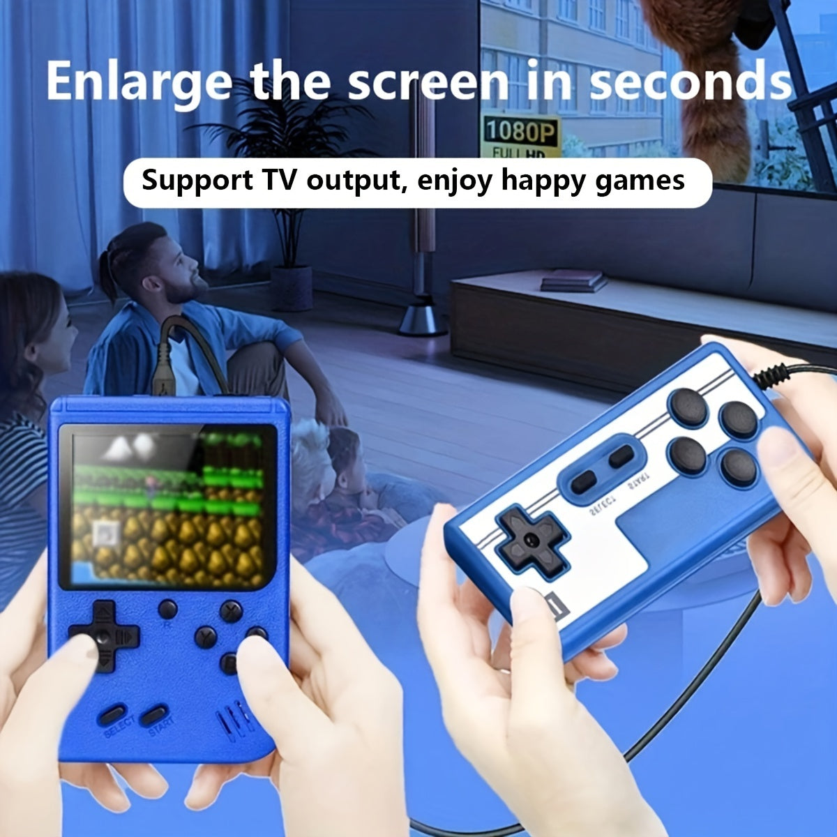 400 ta klassik o'yin bilan portativ retro arcade o'yin konsoli, 7.62 sm rangli ekran, qayta zaryadlanadigan, uzoq muddatli batareya, 2 o'yinchi qo'llab-quvvatlash, partiyalar va sayohatlar uchun ideal.