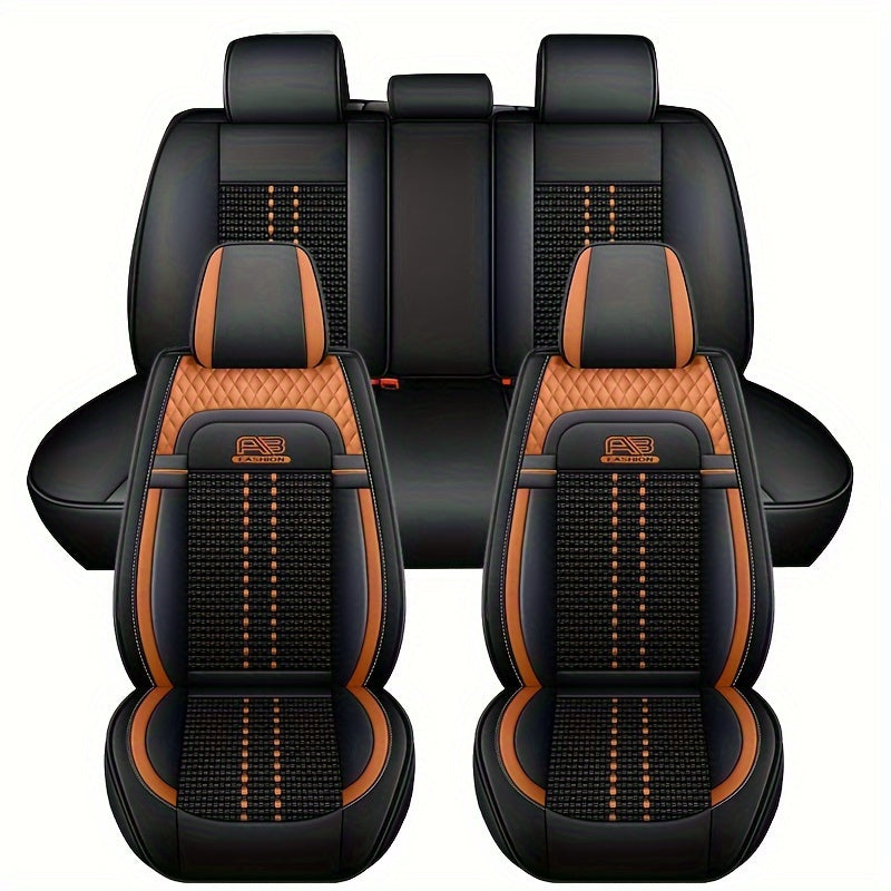 Чехол на автомобильное сиденье из льняного волокна с охлаждающей пропиткой, дышащий полиэстер, алмазный узор, черный и белый