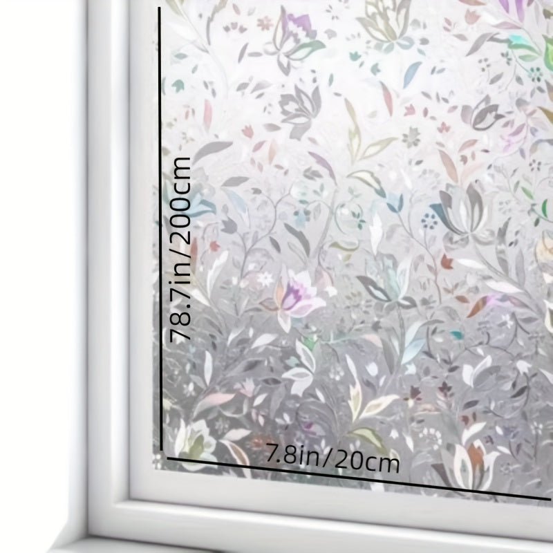 Decorative Rainbow Tulip Privacy Window Film Frosted Stained Glass Effect Sun Protection 19.81cm x 199.9cm