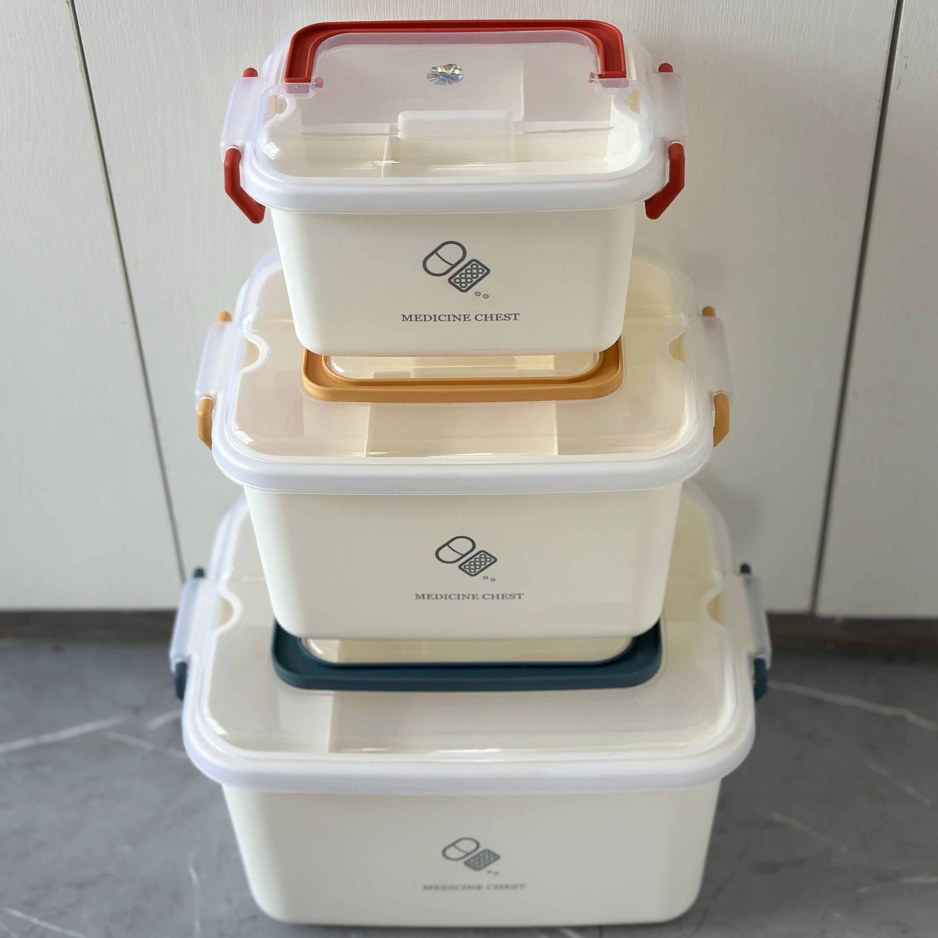 Large Capacity Family First Aid Kit with Plastic Storage Box for Home Office School