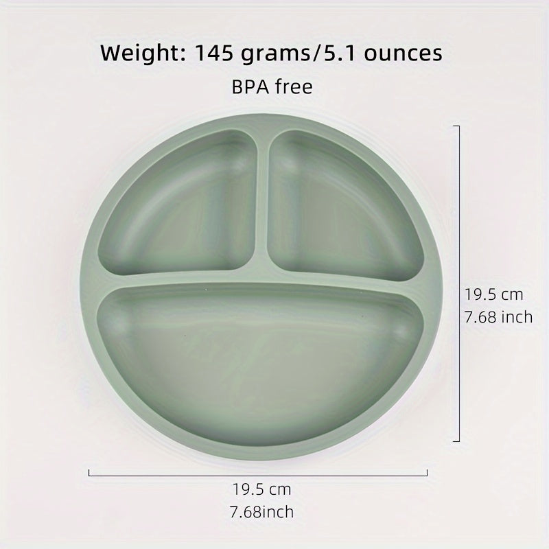 Three-Compartment Silicone Dinner Plate Soft Durable High-Temperature Resistant for Training