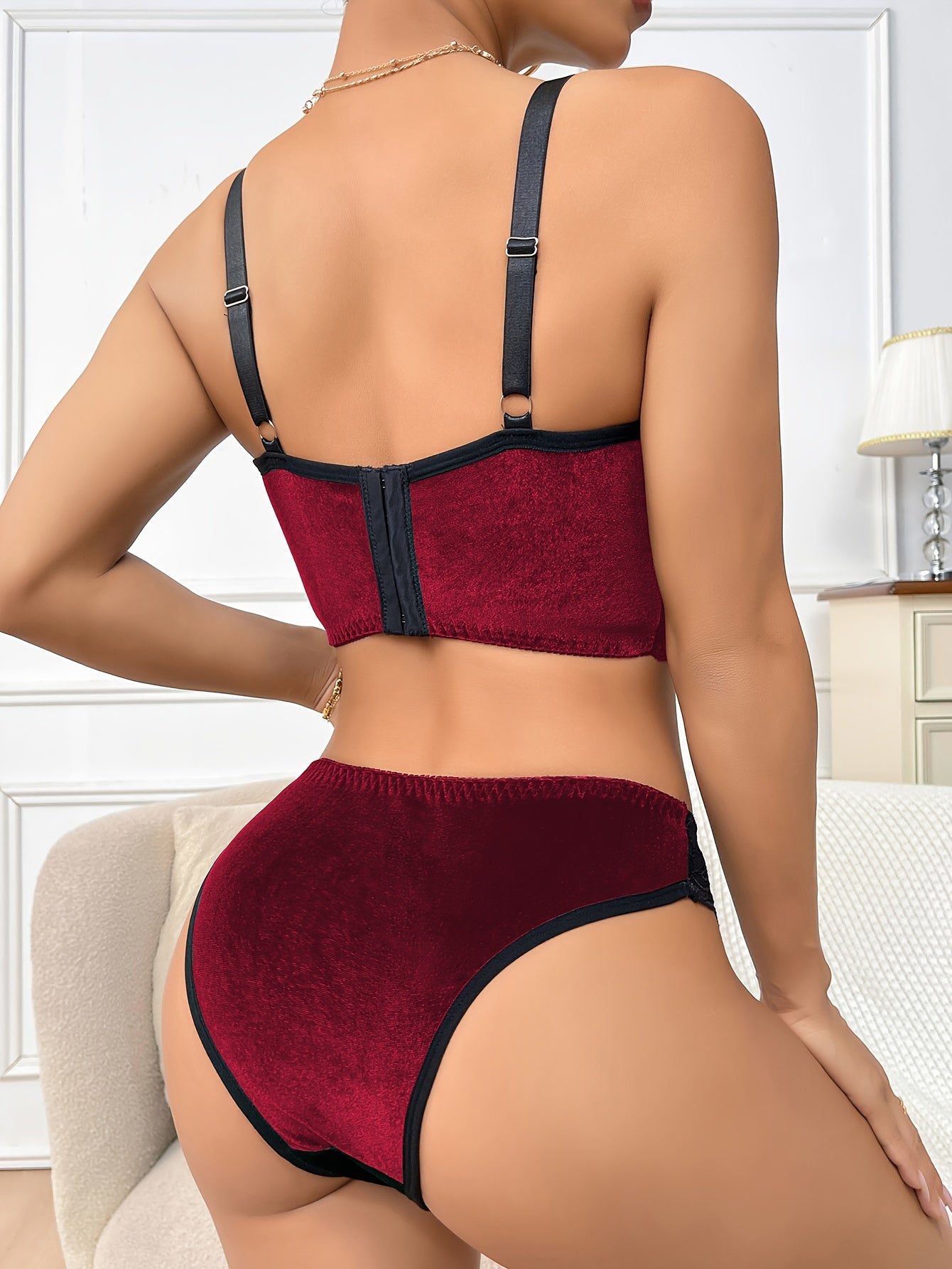 Lingerie Set Velvet Lace Colorful for Fall Winter Women
