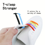 Unisex Elastic Silicone Shoelaces I-Shaped Buckle-Free Casual, Versatile Set of 16