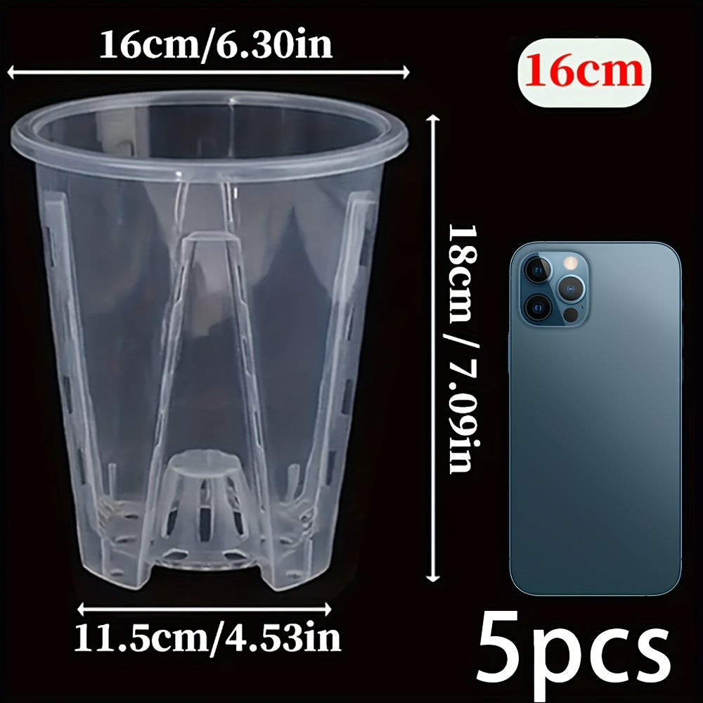 Clear Plastic Orchid Pots with Drainage Holes Pack of 5 for Indoor Outdoor Plants