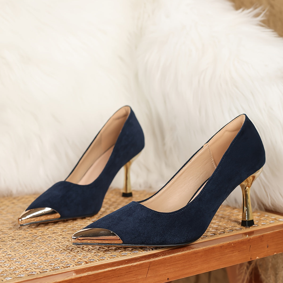 Women’s High Heels Pointed Toe Stilettos in Navy Pink Green Non-Slip Soles