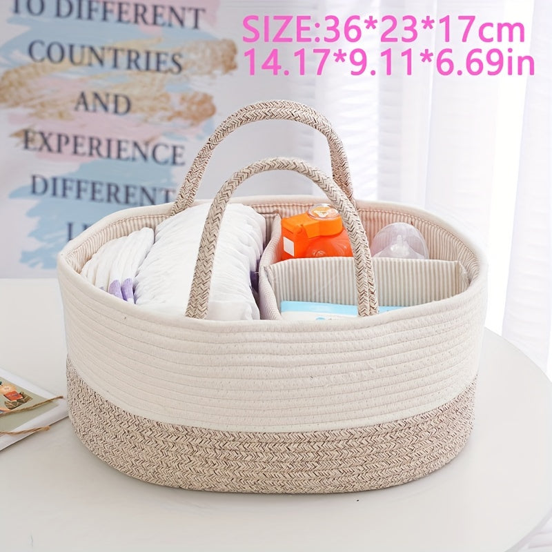 Storage Basket with Divided Compartments for Baby Essentials and Home Organization