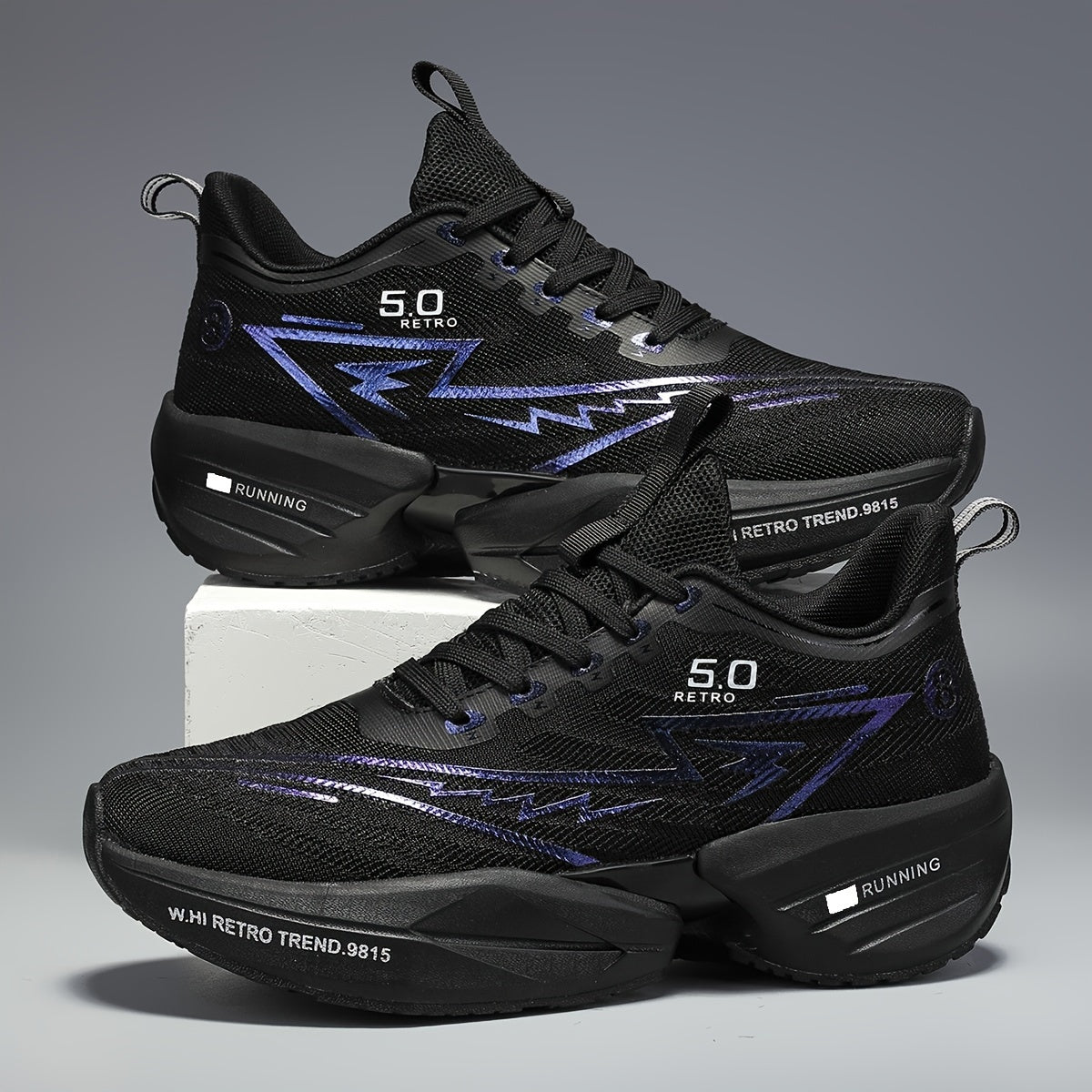 Gradient Blue to Pink Lace-Up Sneakers for Women Breathable Fabric Running Gym Casual