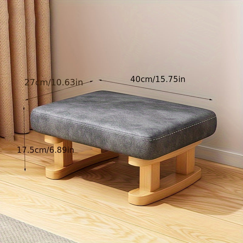 Compact Wooden Home Stool for Living Room with Washable Removable Cover