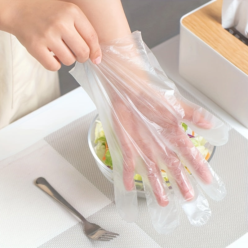100-Pack Food Grade TPE Disposable Gloves, Powder-Free, Latex-Free for Kitchen and Cleaning
