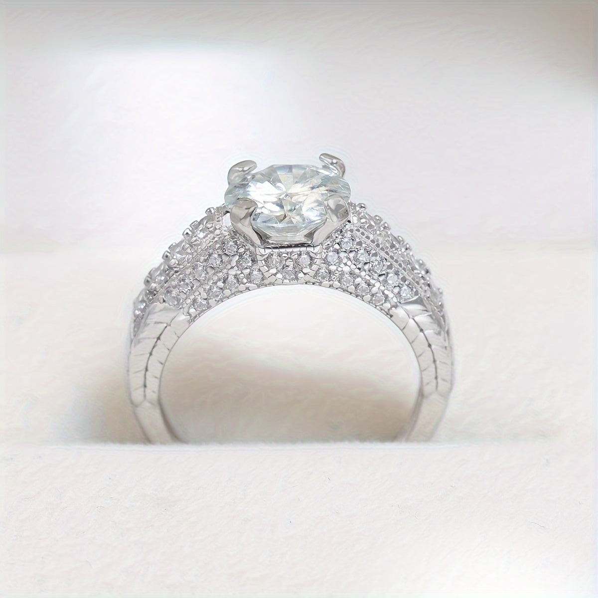 Sterling Silver Moissanite Ring 2ct Elegant Jewelry Gift Box Certificate