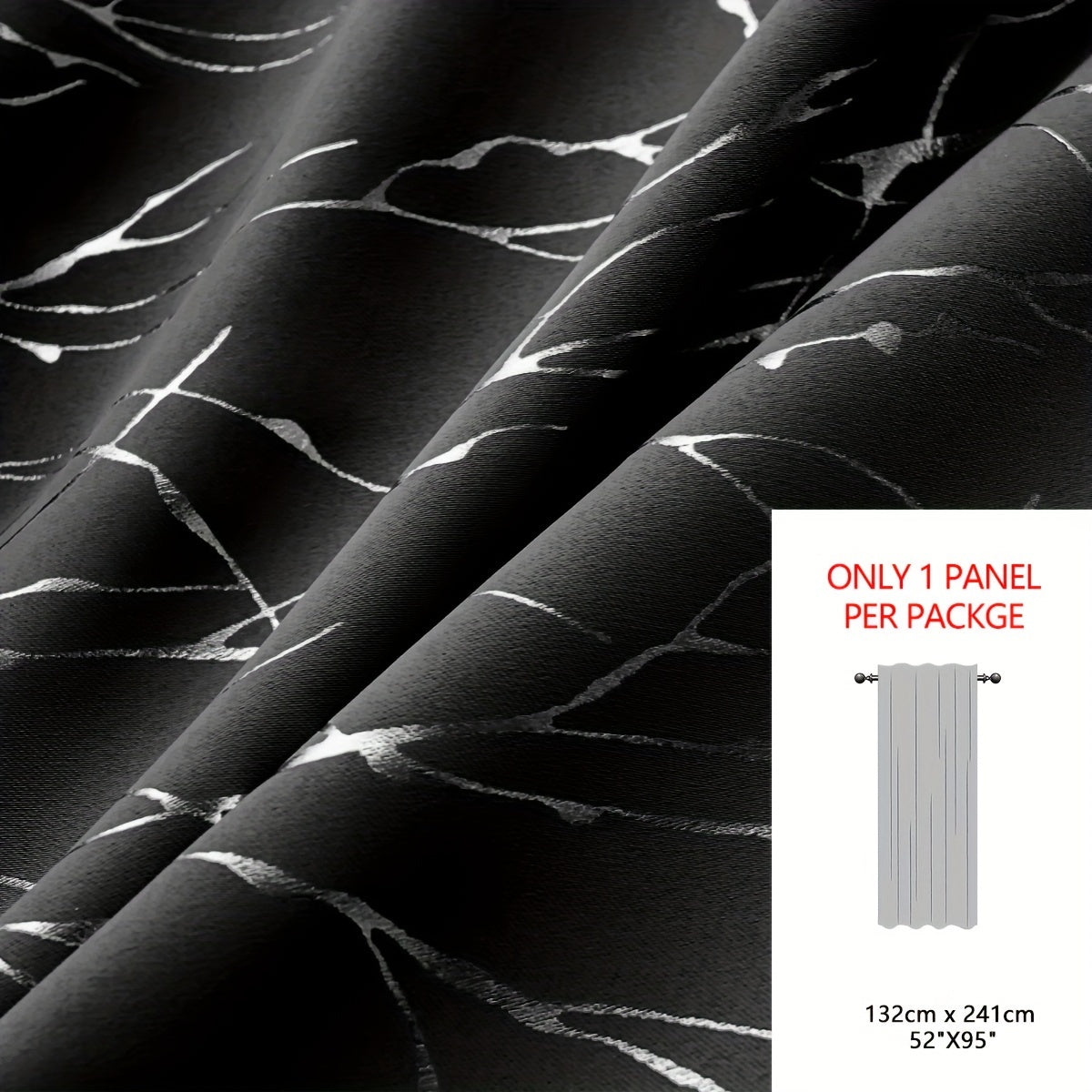 Blackout Curtain with Gold and Silver Tree Branch Pattern for Bedroom Living Room Office