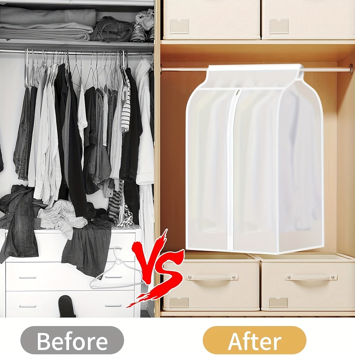 Large Capacity Translucent Garment Bag with Zipper for Suits Dresses and Jackets