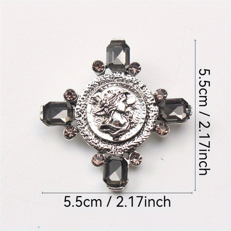 Vintage Women's Rhinestone Head Brooch for Dresses and Sweaters