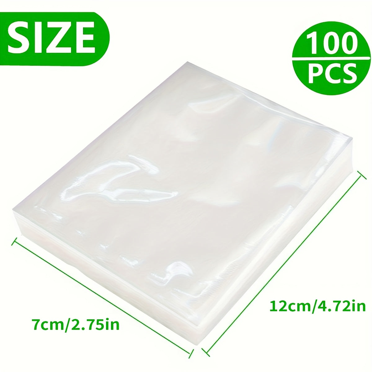 Pack of 100 Reusable Vacuum Sealer Storage Bags Embossed Dot Puncture-Resistant