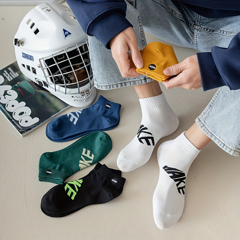 Men's Low Cut Socks 5 Pairs Breathable Anti-Odor Casual Wear All Seasons