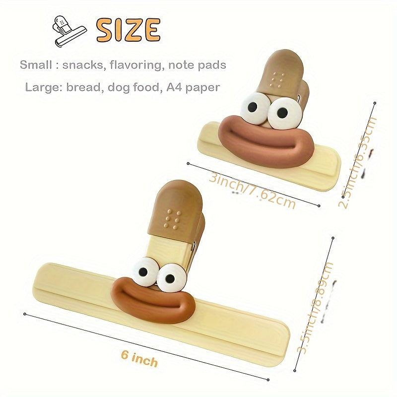 Juego de 3 clips de plástico para bolsas de comida, sellador grande y pequeño para aperitivos