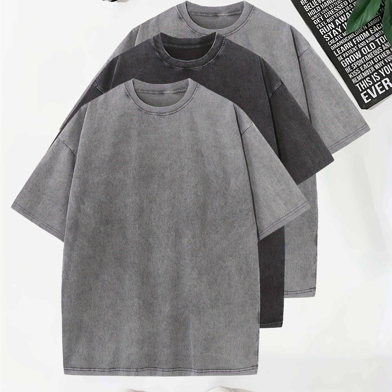 Camiseta de algodón sólida para hombre, de manga corta, con cuello redondo, para verano y uso al aire libre