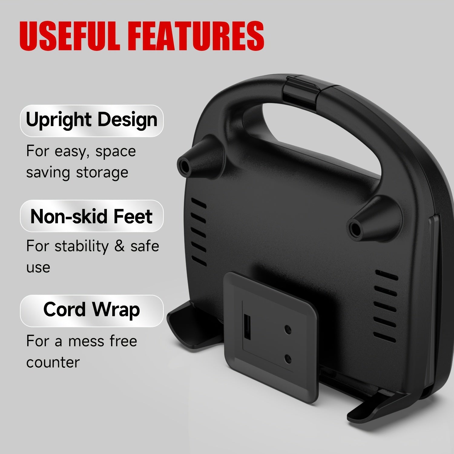 Электрический сэндвич-мейкер 750 Вт с антипригарным покрытием, двойное нагревание, компактный, гриль