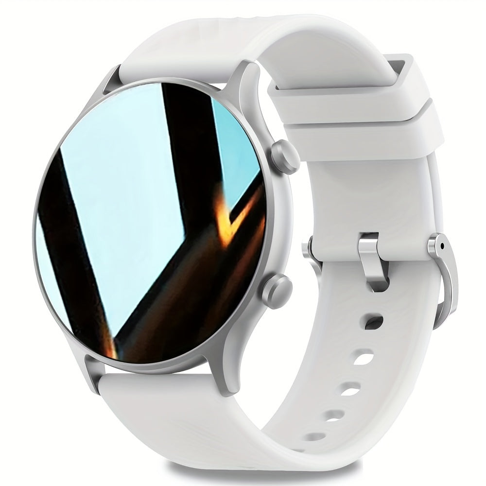 Reloj inteligente para mujeres y hombres 3.53cm pantalla táctil caja redonda banda de silicona rastreador de fitness control de música llamadas inalámbricas