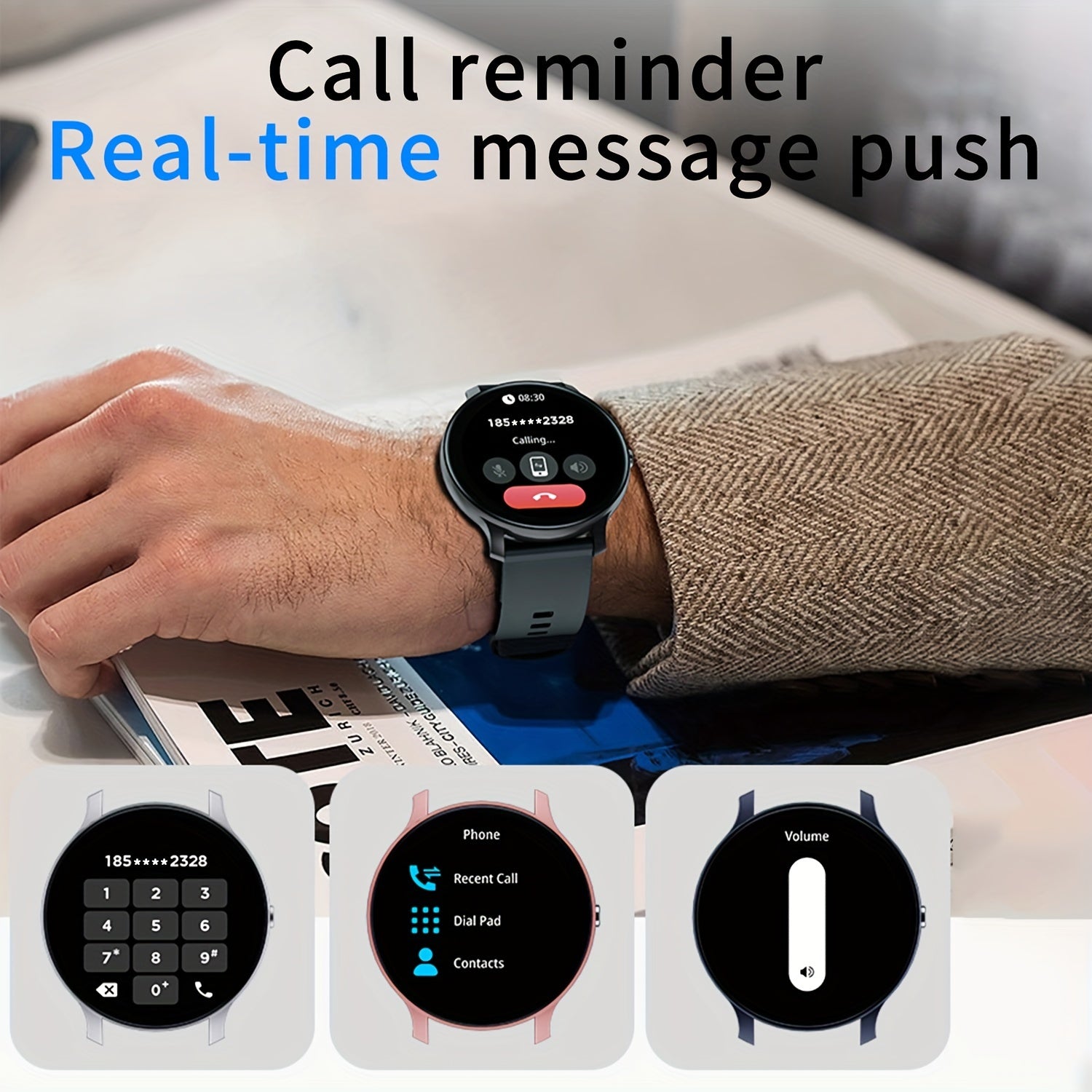 Smartwatch for Men and Women with Wireless Charging Pedometer Calorie Tracker 100+ Exercise Modes Call Function