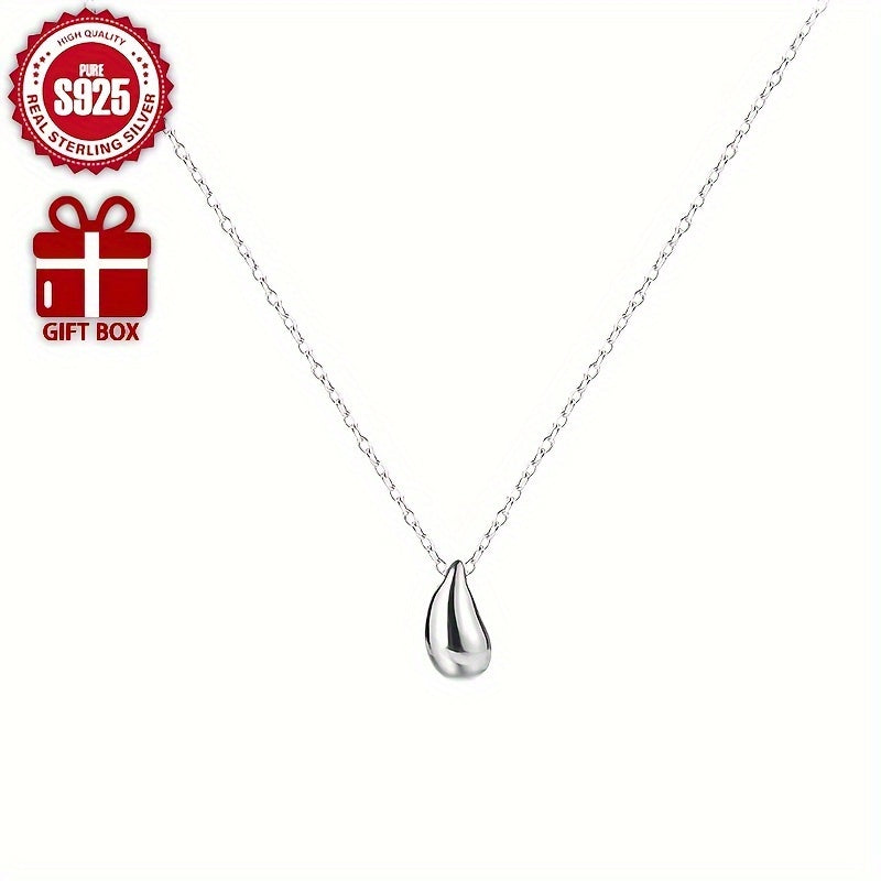 Sterling Silver Teardrop Pendant Necklace with 18K Gold Plating Hypoallergenic Gift Box