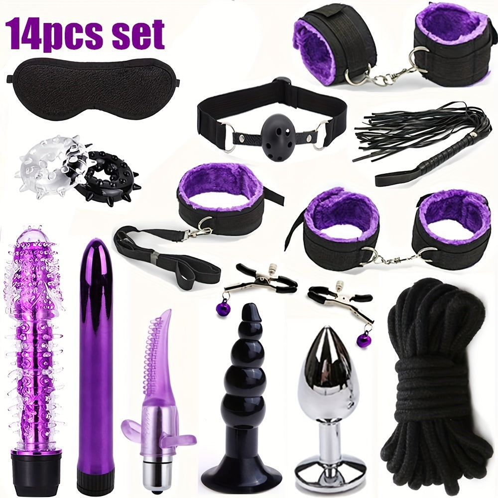 Unisex Silicone BDSM Bondage Set with Anal Plug Handcuffs and Ankle Cuffs