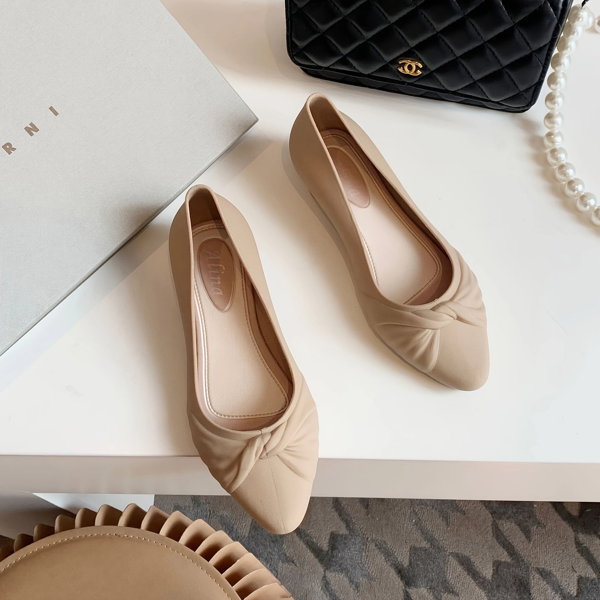 Women's Pointed Toe Flats Black Slip-On Casual Work Shoes