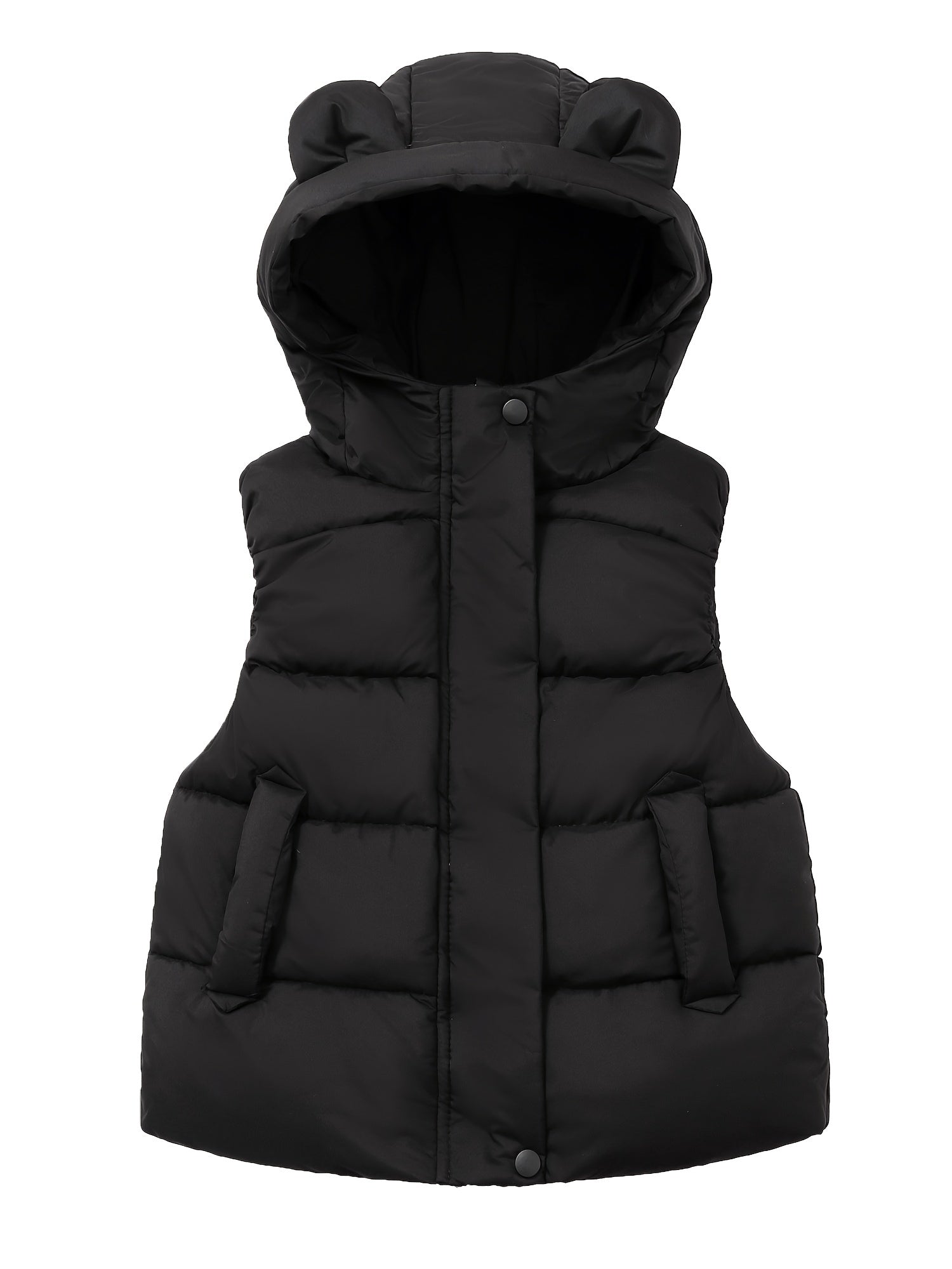 Boys Winter Vest Sleeveless Brown Polyester Zipper Pockets Casual