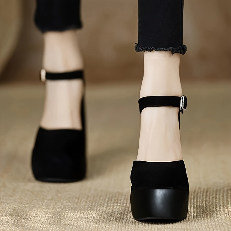 Women's Chunky Platform High Heel Sandals Black Summer Casual Formal