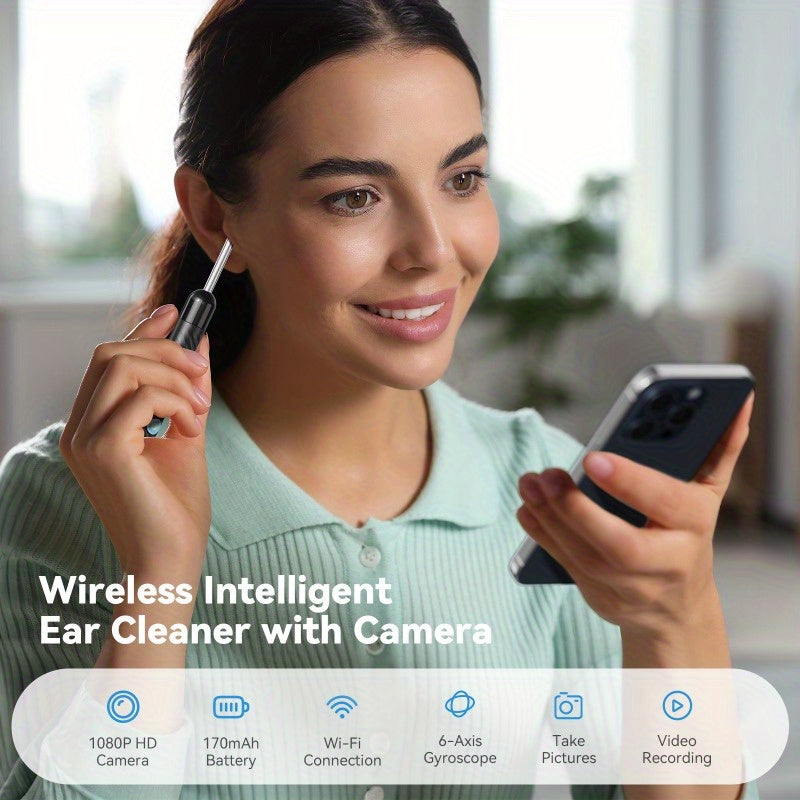 Wireless Earwax Removal Kit with Camera Light and Silicone Case for iOS and Android