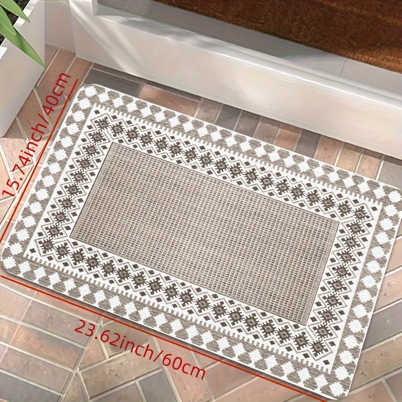Alfombra de entrada antideslizante boho étnica tejida, alfombra suave lavable a máquina para suelo, 70x120cm