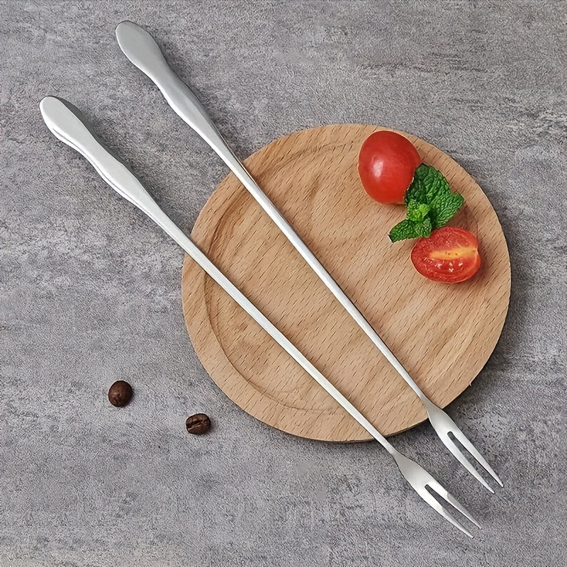 Stainless Steel Pickle Forks Long Handle Jar Grabber for Fruit and Cocktails Kitchen Utensil
