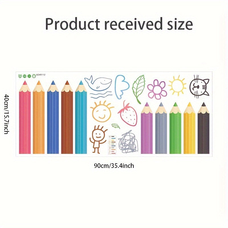 Kids' Cartoon Wall Stickers with School Supplies for Kids' Rooms