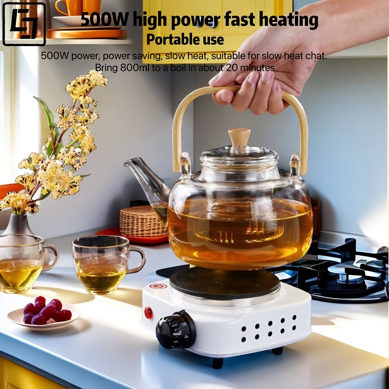 Портативный электрический нагревательный коврик с 5 уровнями мощности, чугунная плита, экономичный дизайн для кофе, чая, мока, компактный 220-240В