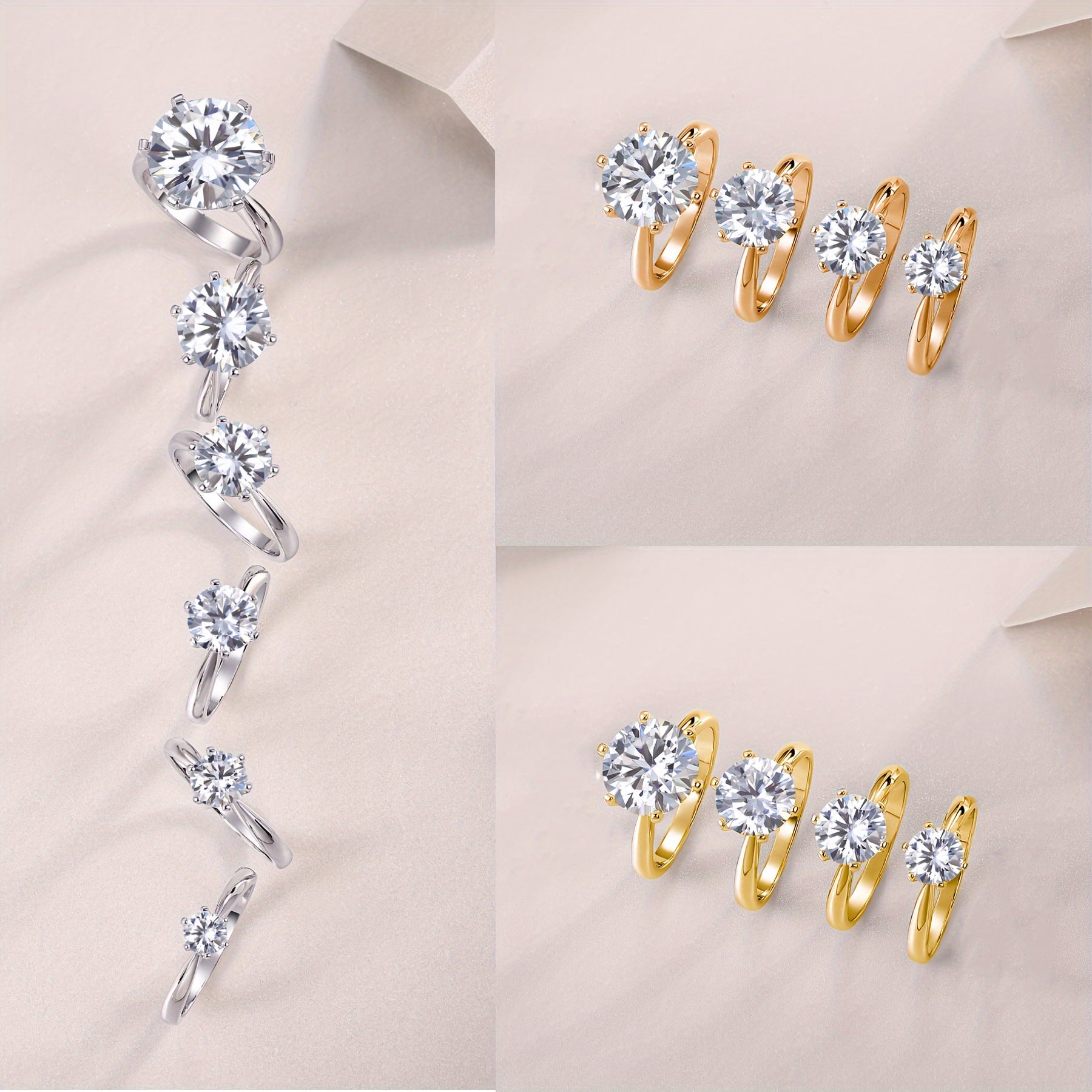 Anillo de compromiso de moissanita de plata de ley 1ct 2ct 3ct 5ct joyería de boda