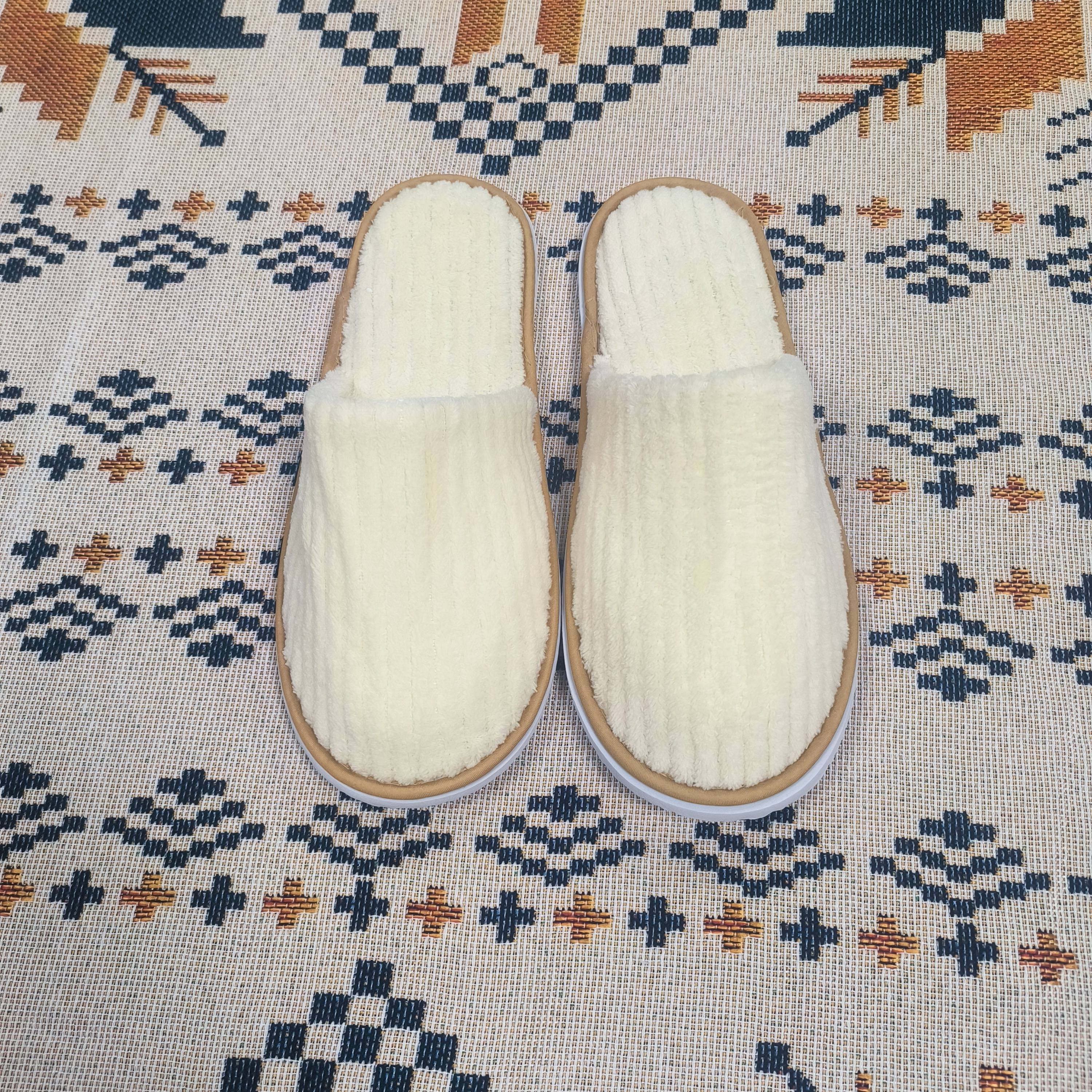 10 Pairs Unisex Striped Spa Slippers Soft Warm Non-Slip Hotel Travel