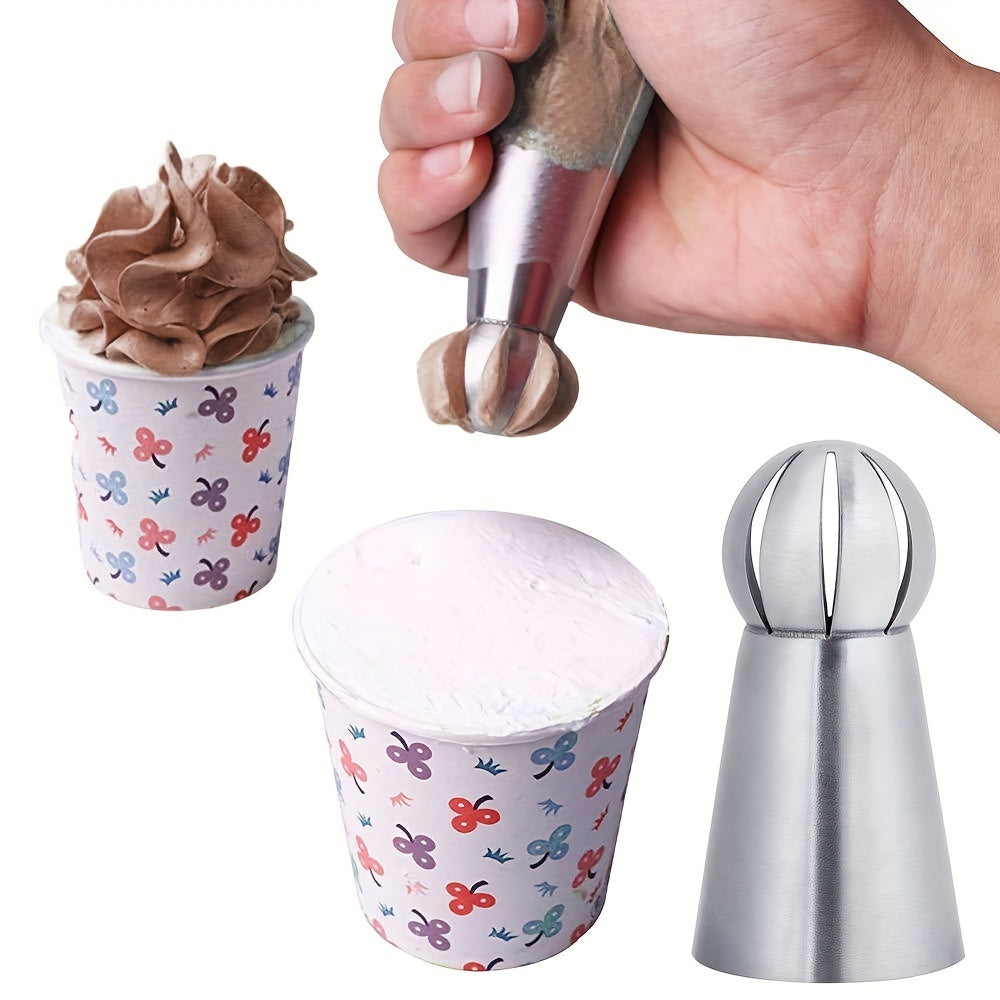 Set of 3 Stainless Steel Piping Tips for Cupcakes and Cakes Decorating