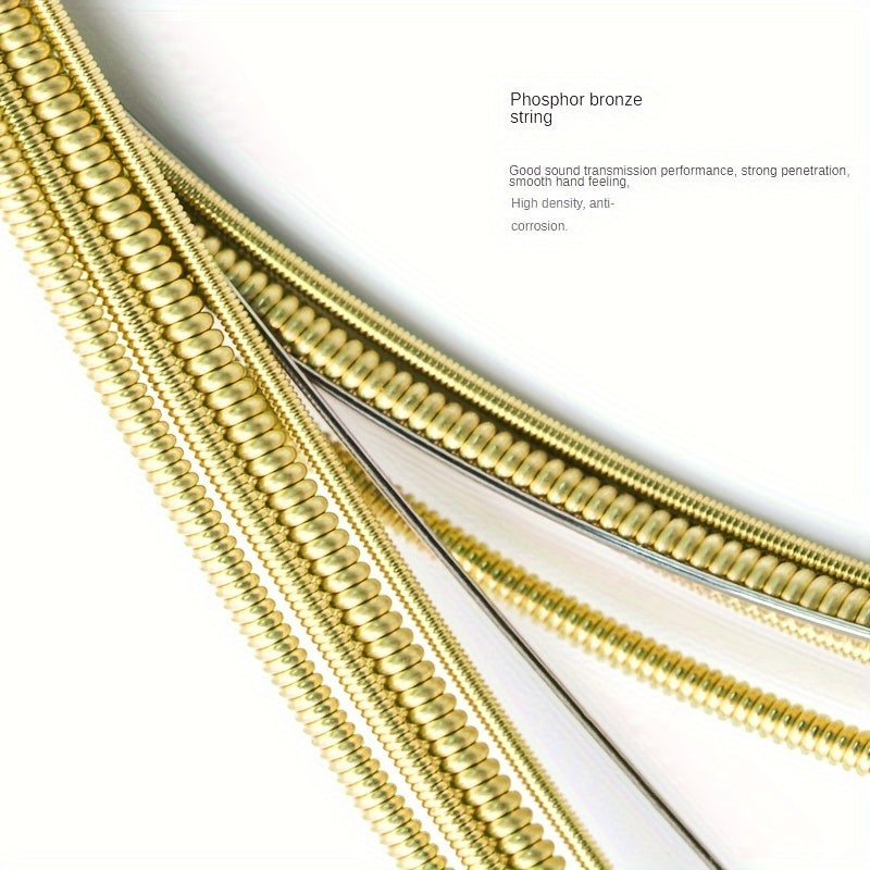 Set of 5 Phosphor Bronze Acoustic Guitar Strings 6-String Pack 0.25-1.34mm
