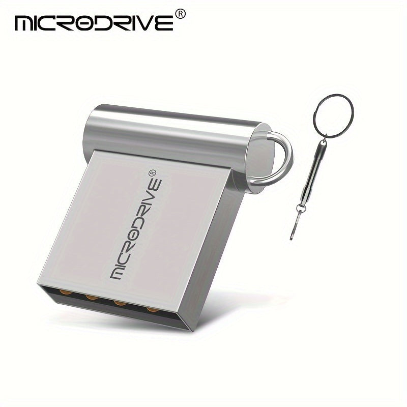 MICRODRIVE Super Mini Metal USB 2.0 Flesh Drayv Kalit zanjiri bilan - 16GB, 32GB, 64GB da mavjud
