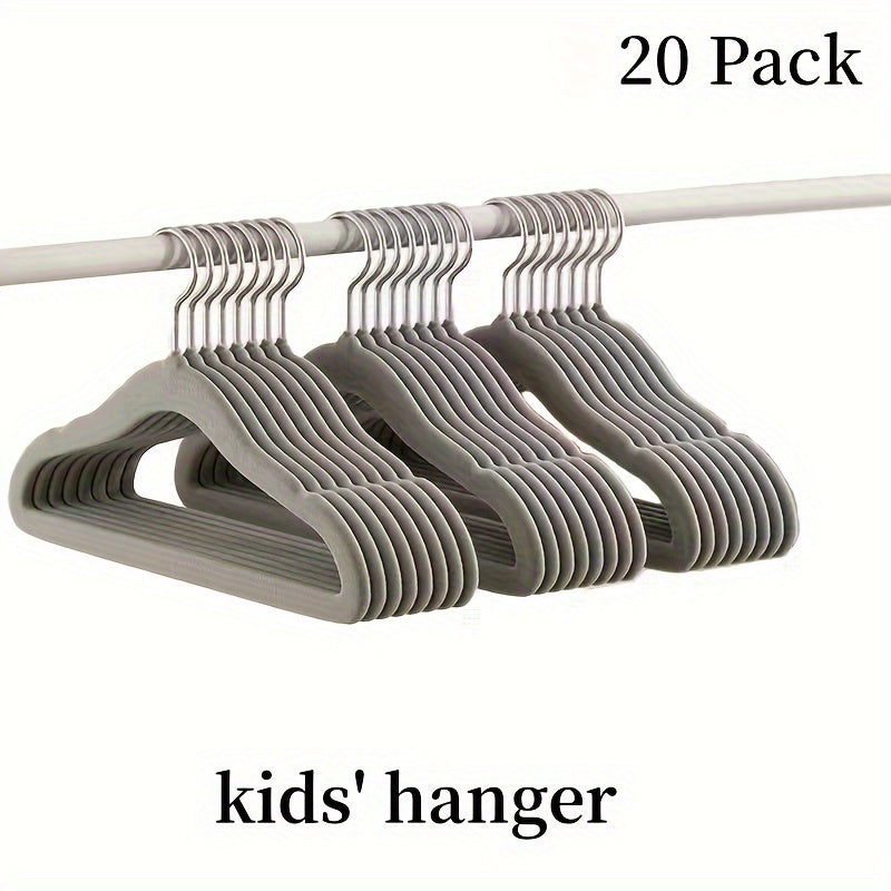 20-Piece Velvet Hangers Set for Kids and Teens Non-Slip Space-Saving Closet Organizer