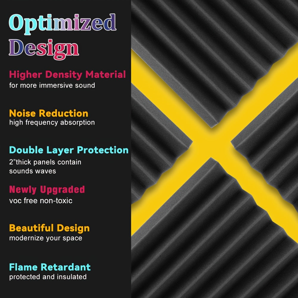 Paquete de 24 paneles de espuma acústica 30x30cm, cuñas absorbentes de sonido para estudio, oficina en casa, negro, blanco, gris