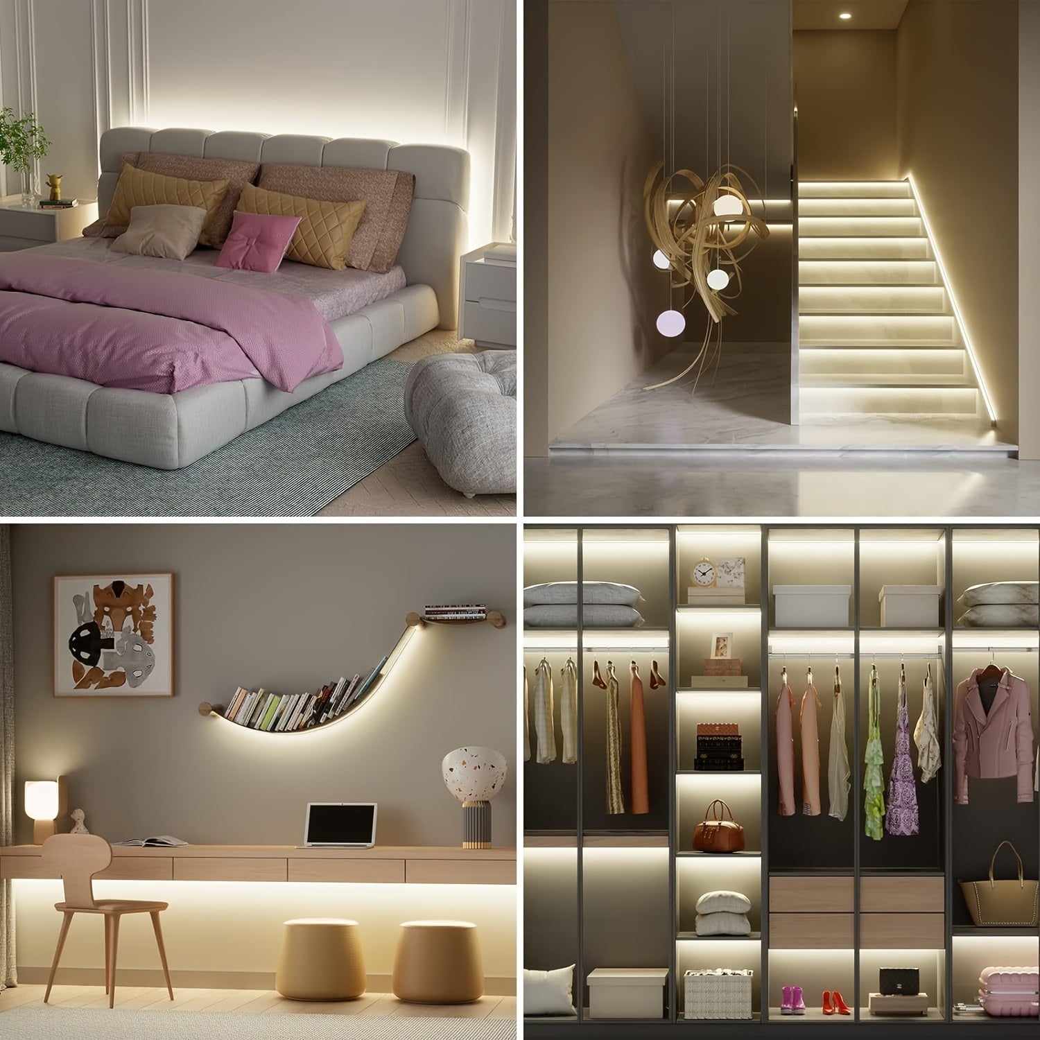 5m COB LED Strip Lights Flexible Night Lighting for Bedroom Kitchen Stairs White Warm Cool