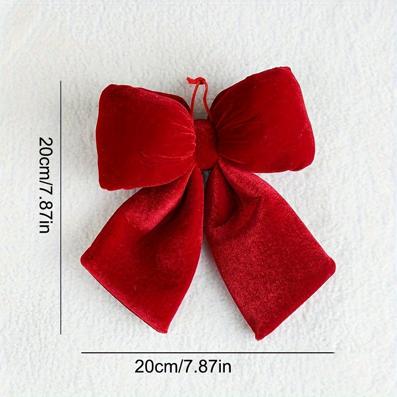 Red Velvet Bow Ornament for Holiday Decoration Christmas Thanksgiving New Year Valentine