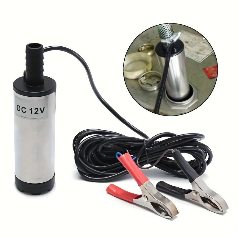12V DC Submersible Oil Pump with Battery Clamps for Car Transfer